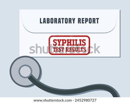 Syphilis STD laboratory test results. Health concept. Medical laboratory report envelope. Vector illustration.