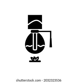 Syphon coffee maker glyph icon. Siphon for preparing drink. Vacuum brewer. Black silhouette symbol. Isolated vector stock illustration