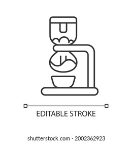 Syphon coffee maker linear icon. Vacuum brewer. Siphon for preparing espresso. Thin line customizable illustration. Contour symbol. Vector isolated outline drawing. Editable stroke