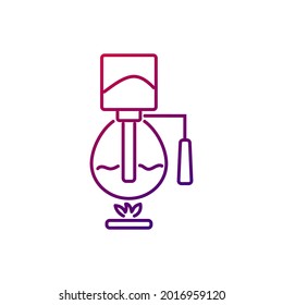 Syphon coffee maker outline icon. Siphon for preparing drink. Vacuum brewer. Purple gradient symbol. Isolated vector stock illustration