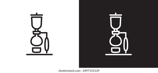 Syphon icon. Espresso machine, Coffee shop tools icon. Coffee maker equipment icon, Coffee brewing methods. Ways to brew coffee vector illustration in black and white background. Eps10.