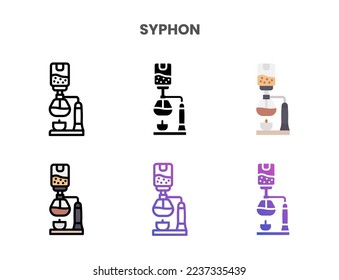 Syphon icons vector illustration set line, flat, glyph, outline color gradient. Great for web, app, presentation and more. Editable stroke and pixel perfect.