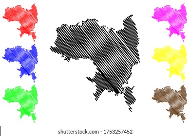 Syracuse City (Italian Republic, Italy, Sicily) map vector illustration, scribble sketch City of Syracuse map