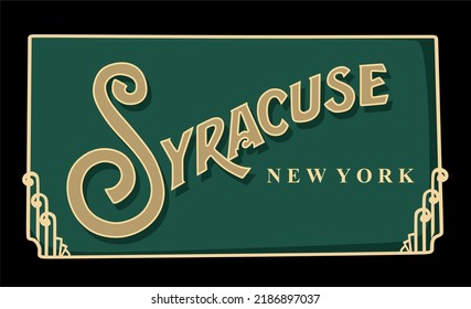 Syracuse New York with green background 