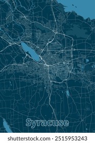 Syracuse, New York, United States artistic blueprint map poster