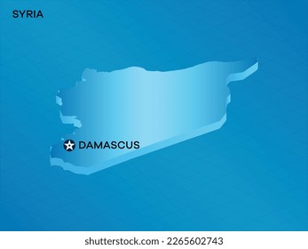 Siria 3D Mapa isométrico con diseño de imagen vectorial de marca mayúscula Damascus