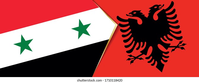 Syria and Albania flags, two vector flags symbol of relationship or confrontation.