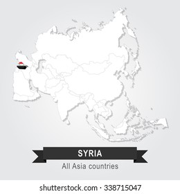 Syria. All the countries of Asia. Flag version.