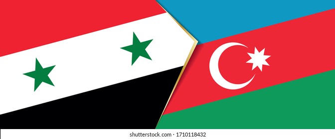 Syria and Azerbaijan flags, two vector flags symbol of relationship or confrontation.