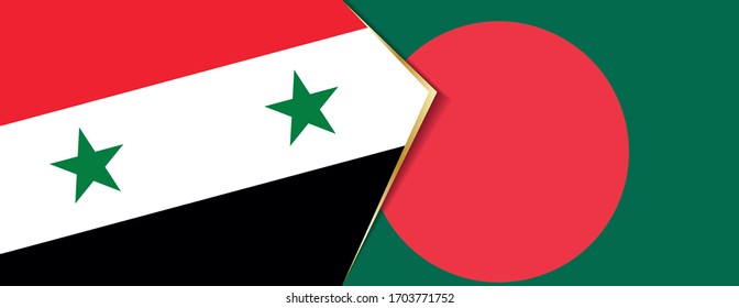 Banderas de Siria y Bangladesh, dos banderas vectoriales símbolo de relación o confrontación.