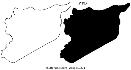 Syria Blank Map, Syria Map Outline Vector Images