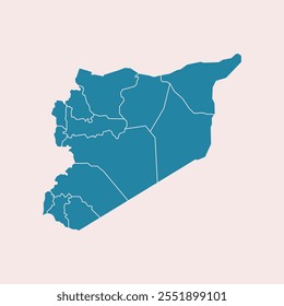 Karte mit Regionen einzeln auf weißem Hintergrund. Karte von Syrien. Vektorgrafik Westasien