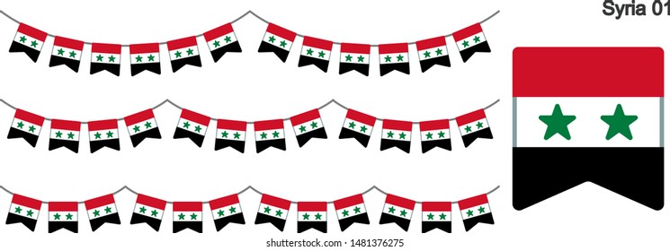 Syria Bunting Flags Isolated on white Background. vector illustration.