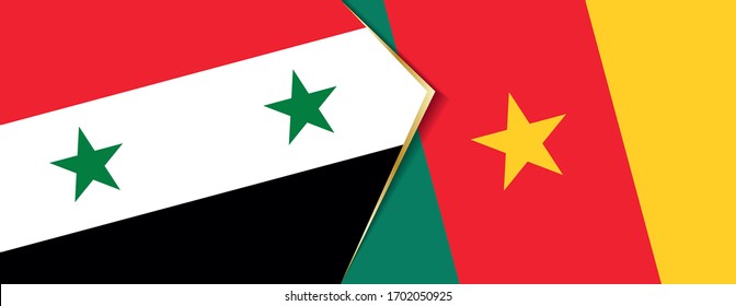 Syria and Cameroon flags, two vector flags symbol of relationship or confrontation.