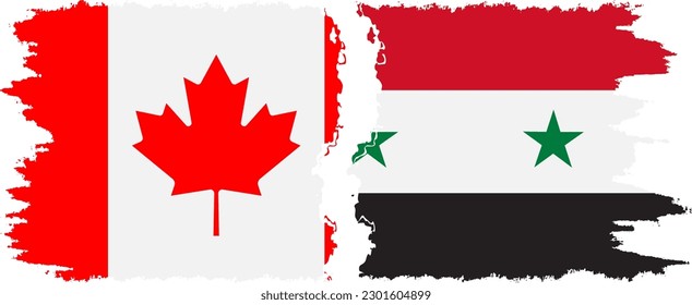 Syria and Canada grunge flags connection, vector