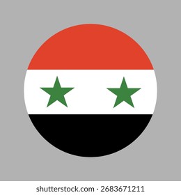 Icono de la bandera del círculo de Siria. Bandera de Botón redondo de Siria. Bandera de fondo redondeado simple. Insignia de la bandera nacional de Siria.