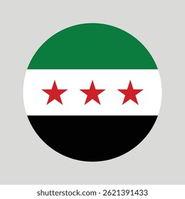Síria bandeira circular vetor design e ilustração digital, bandeira redonda, fundo cinza