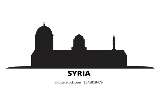 Syria city skyline isolated vector illustration. Syria travel black cityscape