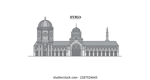 Syria City Skyline Isolated Vector Illustration, Icons