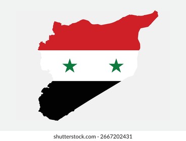 Bandera de país de Siria dentro del mapa Imagen de Vector