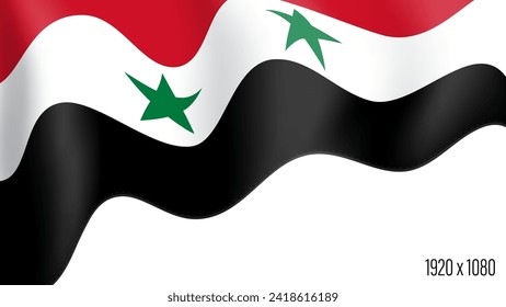 Syria country flag realistic independence day background. Syrian commonwealth banner in motion waving, fluttering in wind. Festive patriotic HD format template for independence day