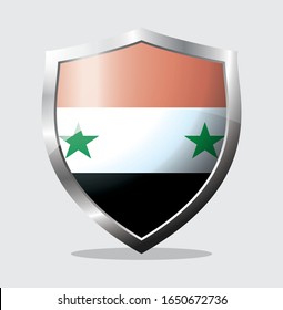 Syria country flag shield icon with white background