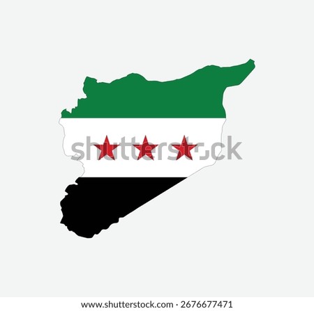 Syria Country Shape with Map and Flag Illustration