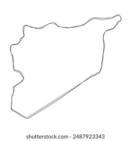 Syria country simplified map.Thin triple pencil sketch outline isolated on white background. Simple vector icon