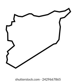 Syria country thick black outline silhouette. Simplified map. Vector icon isolated on white background.