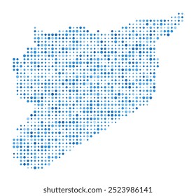 Mapa de puntos de Siria. Forma de estilo digital de Country. Imagen de Vector de Siria. Country forma puntos circulares azules. Increíble Ilustración vectorial.