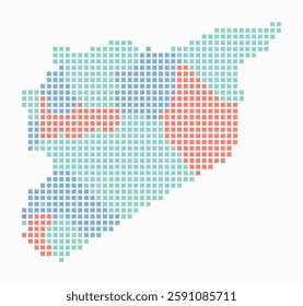 Syria dotted map. Digital style map of the country on white background. Syria shape with square dots. Colored dots style. Large size squares. Creative vector illustration.