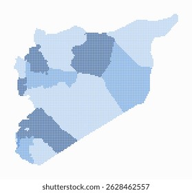 Syria dotted map. Digital style map of the country on white background. Syria shape with circle dots. Colored dots style. Small size circles. Artistic vector illustration.