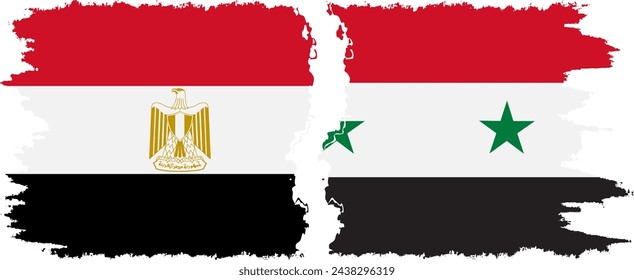 Siria y Egipto grunge banderas de conexión, vector
