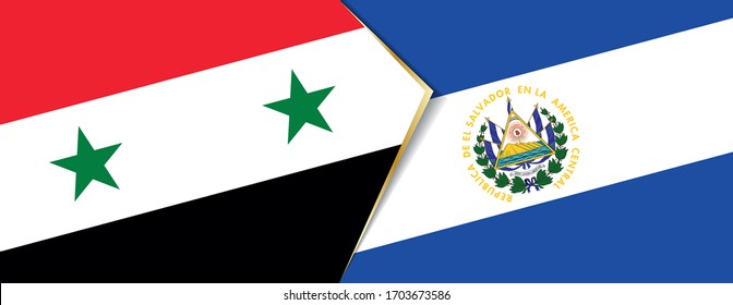 Syria and El Salvador flags, two vector flags symbol of relationship or confrontation.