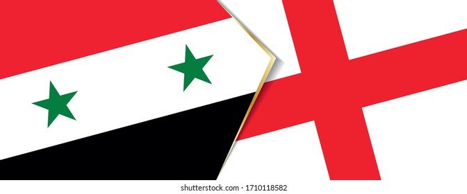 Syria and England flags, two vector flags symbol of relationship or confrontation.