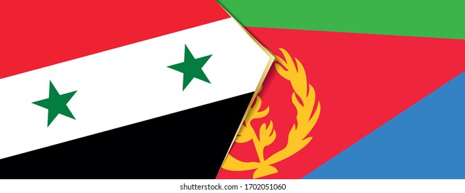 Syria and Eritrea flags, two vector flags symbol of relationship or confrontation.