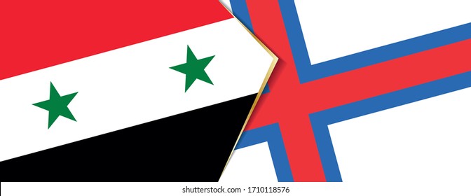 Syria and Faroe Islands flags, two vector flags symbol of relationship or confrontation.