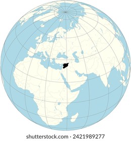 Siria fue el centro de la proyección ortográfica del mapa mundial, subrayando su rico tapiz histórico y su ubicación estratégica en el Medio Oriente.