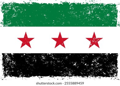 Syria flag 3 stars grunge distressed style