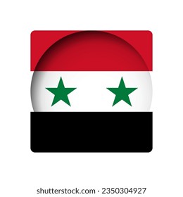 Syria flag - behind the cut circle paper hole with inner shadow.