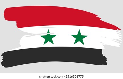 Syria flag brush paint texture. Grunge Syria flag. Syrian emblem brush concept