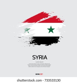 syria flag with brush stroke background