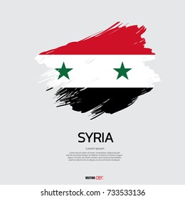 syria flag with brush stroke background