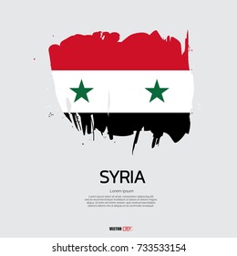 syria flag with brush stroke background