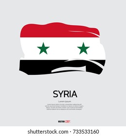 syria flag with brush stroke background