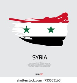 syria flag with brush stroke background