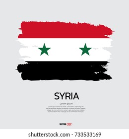 syria flag with brush stroke background