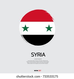 syria flag with brush stroke background