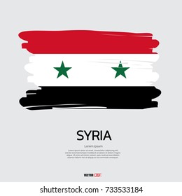 syria flag with brush stroke background