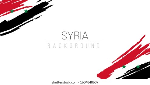 Syria flag brush style background with stripes. Stock vector illustration isolated on white background.